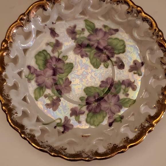 Vintage Shafford Hand Painted in Japan Violets Bone China Saucer - Picture 4 of 4